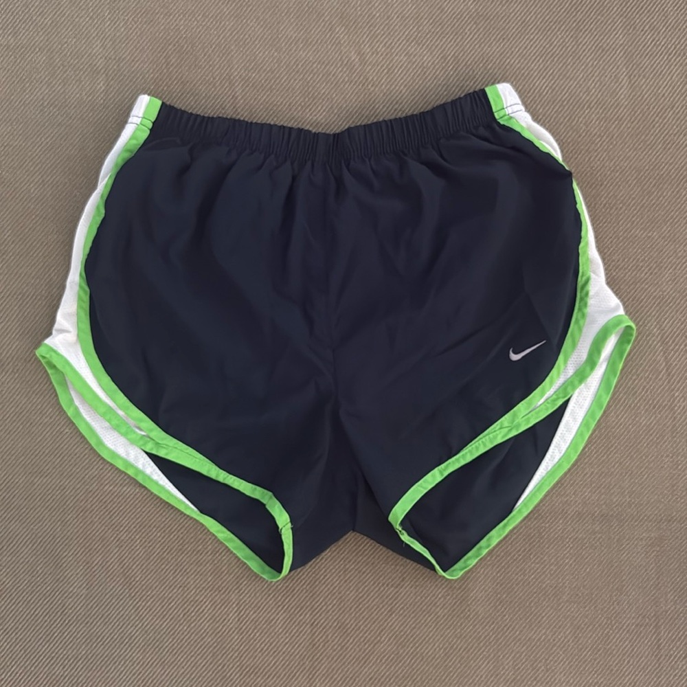 Nike dri fit shorts size small navy and green